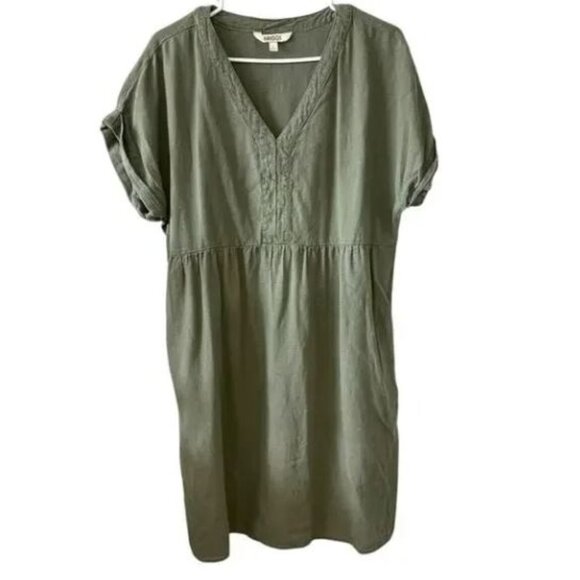 Briggs Dresses & Skirts - Briggs:  Linen Dress w/Pockets, Size Medium, Muted Green